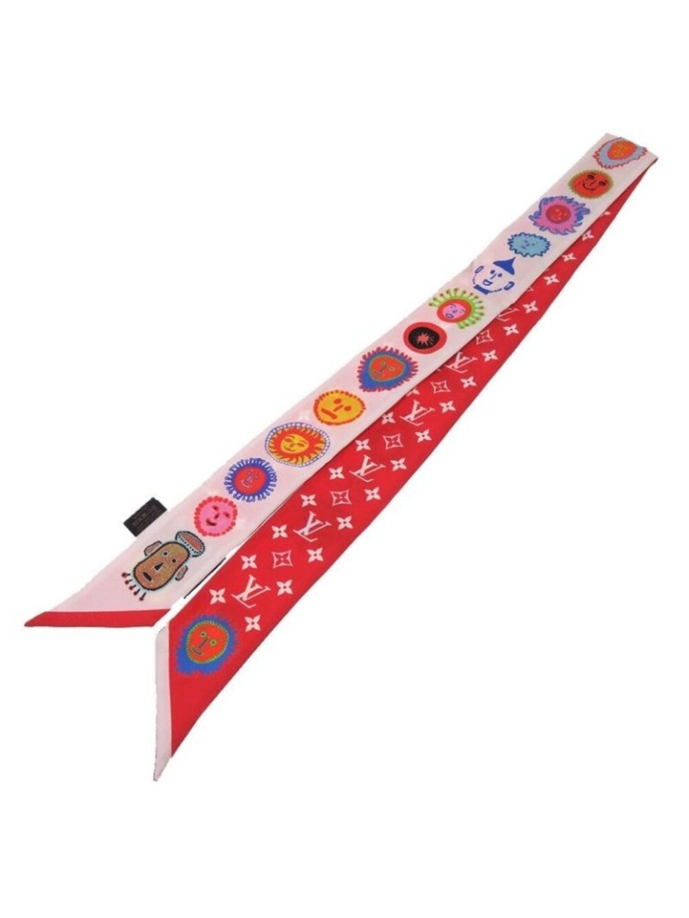 Louis Vuitton Yayoi Kusama YK Bandeau BB Face Silk White Red Scarf